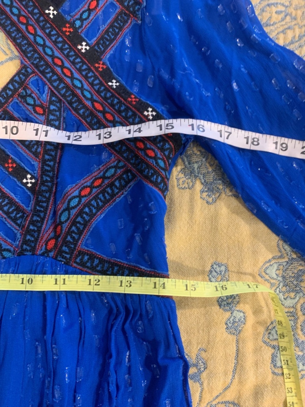 FREE PEOPLE All You Need Flowy Sheer Dress in Cobalt Blue - Picture 16 of 16